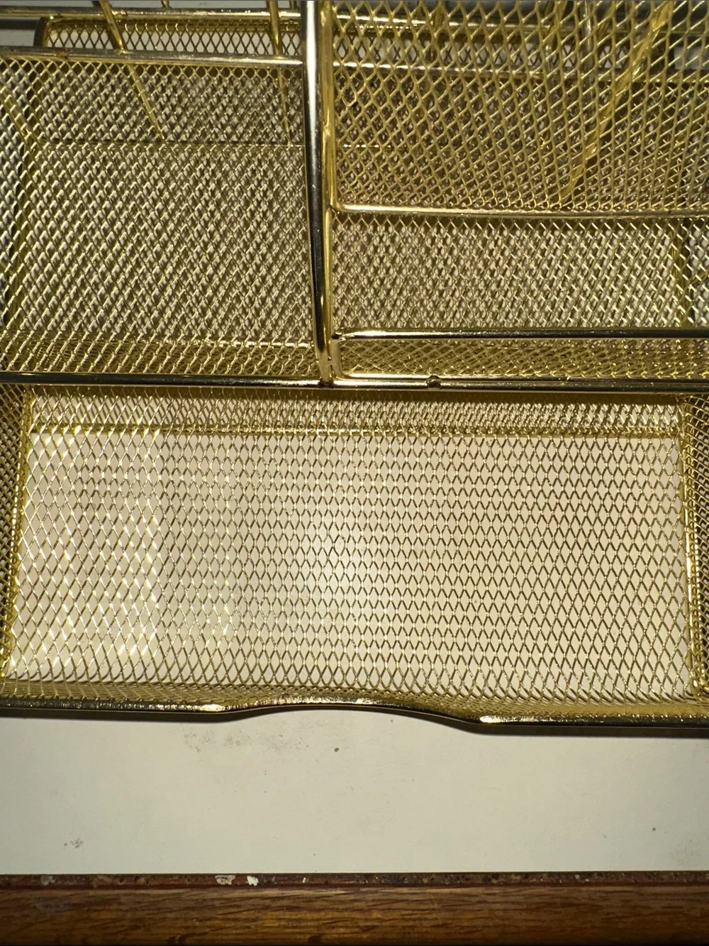 Gold Mesh Desk Organizer Holder